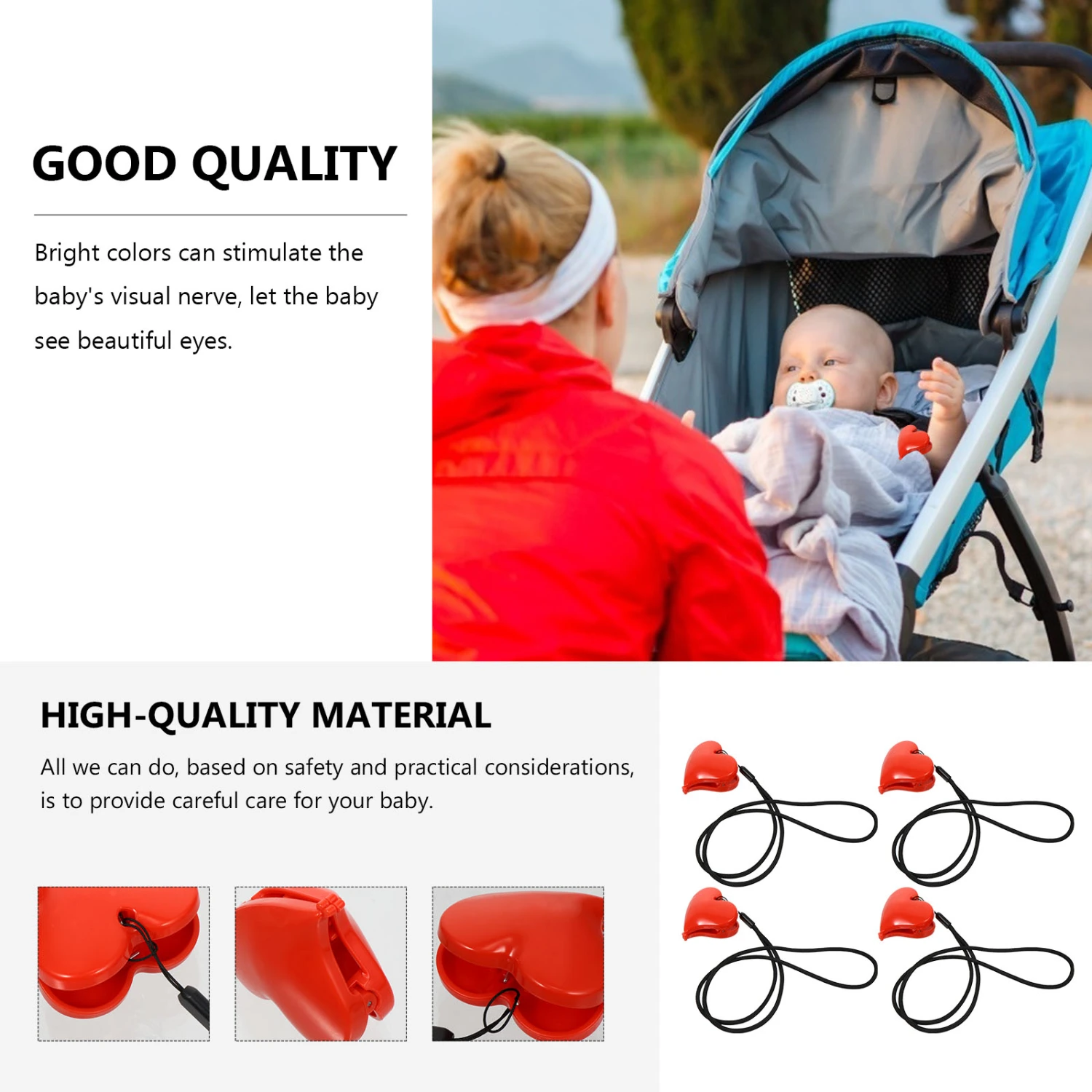2 Sets Heart Shape Clips Baby Stroller Clips Multifunctional Blanket Clamps
