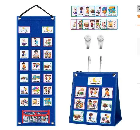 1 Set of Kids Visual Schedule Calendar Chart 2 in 1 Chore Routine Chart Wall Planner