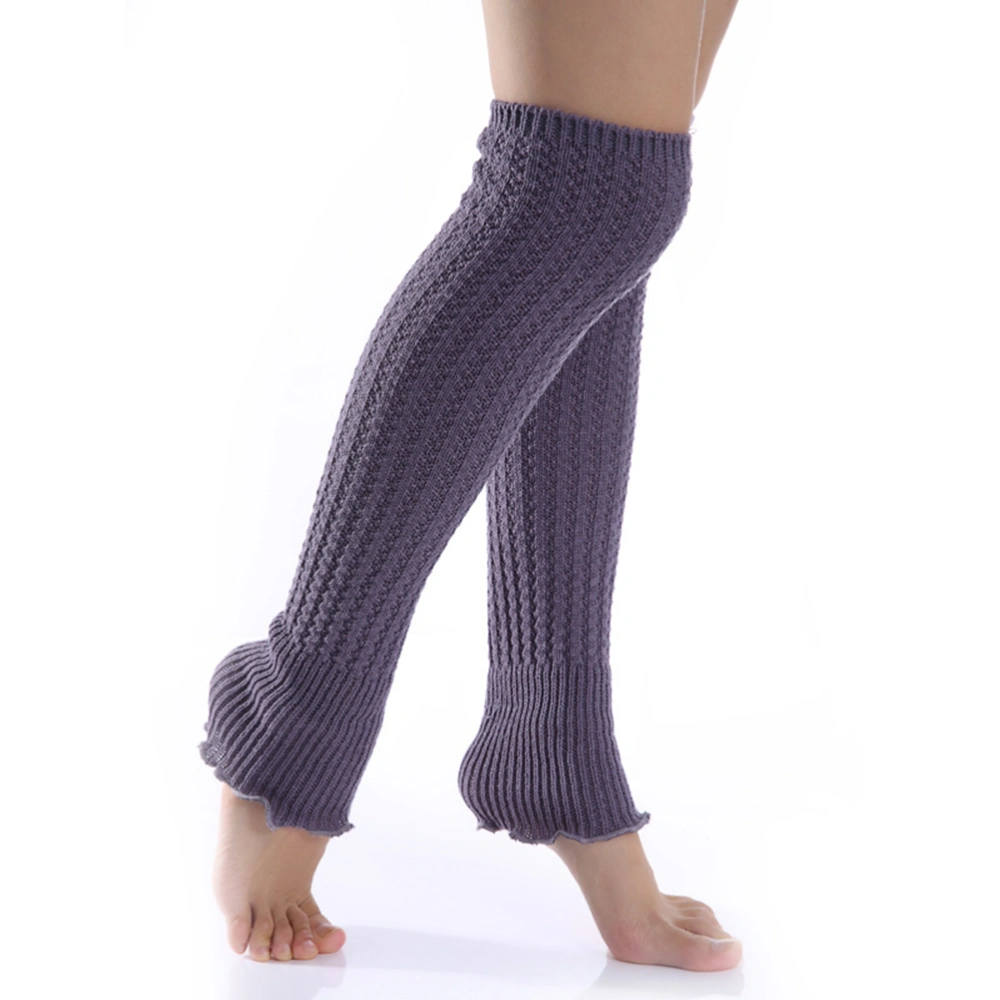 Women Warm Crochet Knitted Boot Cover Over Knee Leg Cuff Socks Winter Leg Warmers (Dark Grey)