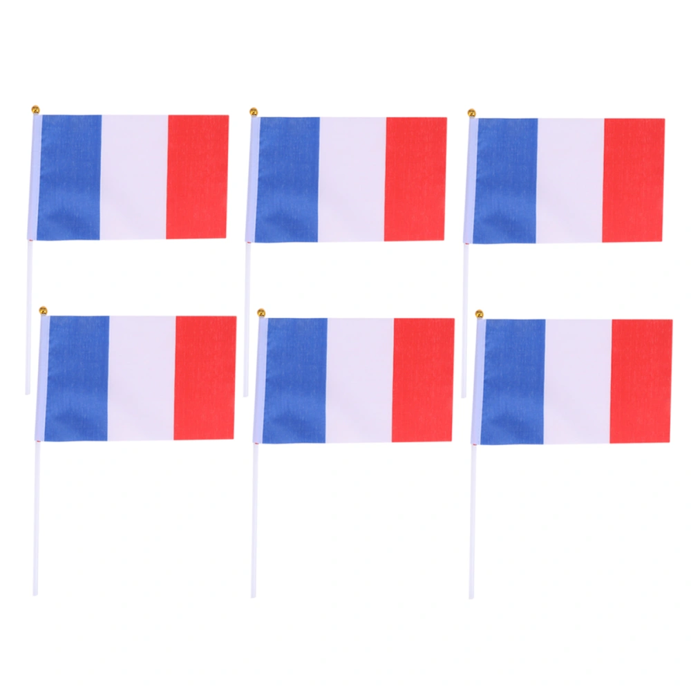 50pcs Hand Held Small France Flag On Stick International World Country Stick Flags Banners Party Decoration