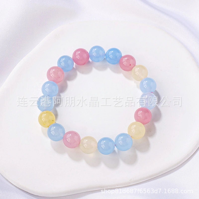 Elastic Crystal Beaded Bracelet Round Bead Stretch Bracelet Unisex Beaded Wristband