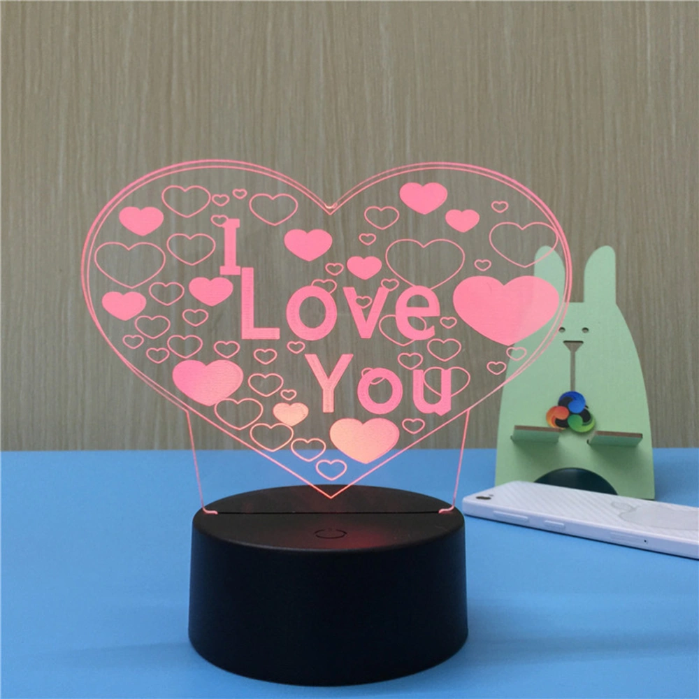 3D Heart Shapes Lamp Multicolor LED Lights Touch USB Night Light Table Lamp for Couple Romantic Night Valentine's Day Mother's Day Father's Day Gift