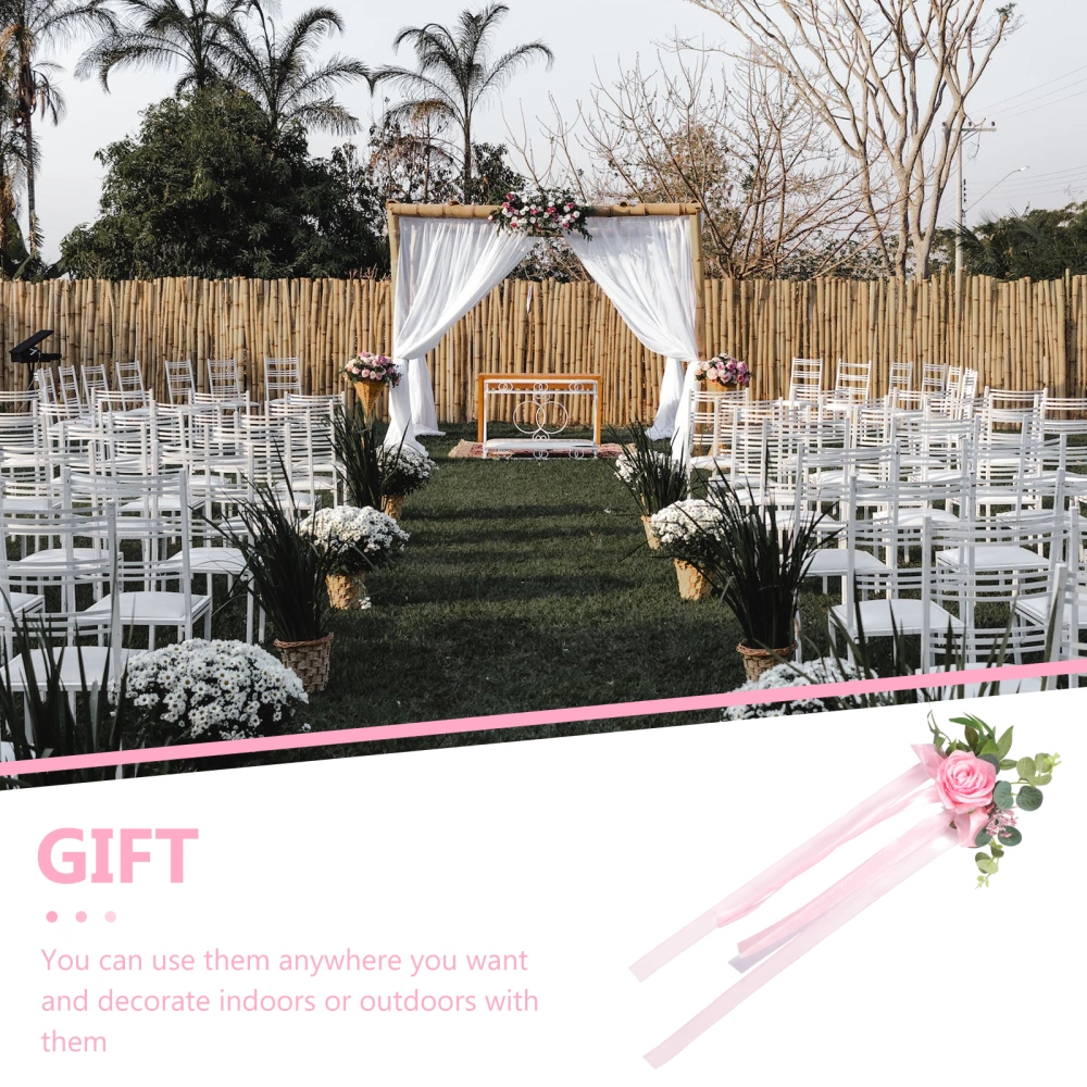  Artificial Wedding Chair Ornament Chair Back Flowers Decor Outdoor Wedding Chair Decor