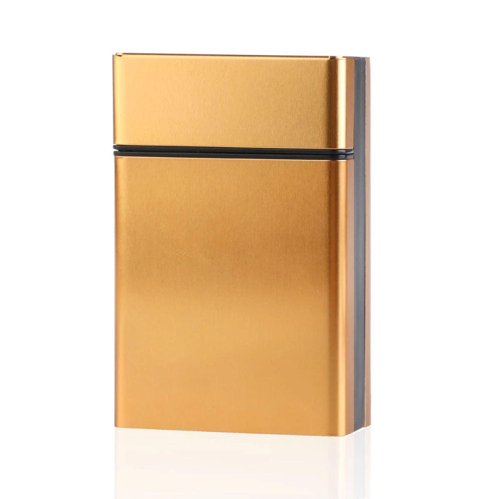 Cigarette Case Lightweight Aluminium Silver Cigarette Box Cigar Protective Cover (Gold)