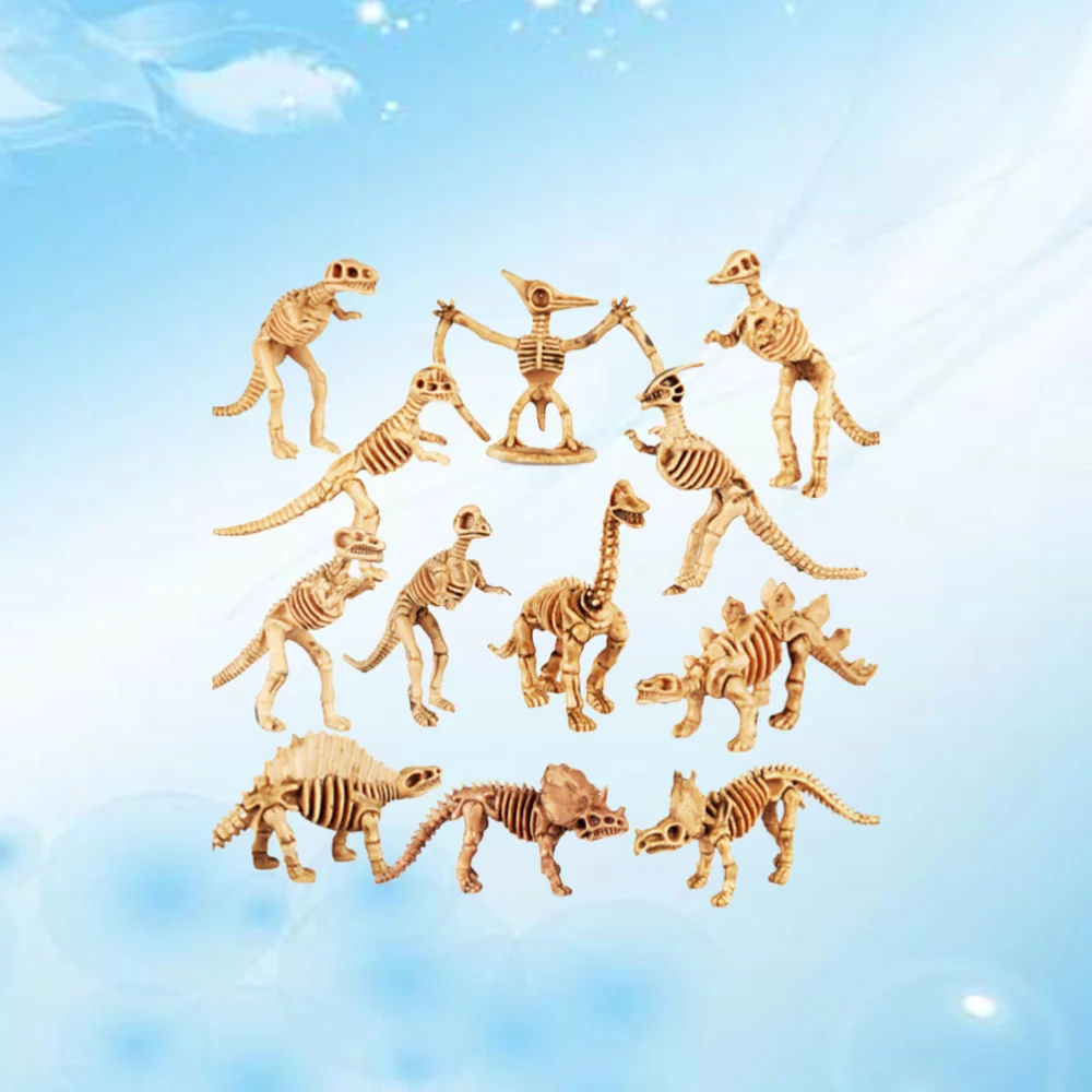 12 Pcs Mini Dinosaur Skeleton Model Toy Simulation Archeological Excavation Dinosaur Skeleton Crafts Creative Desktop Ornament for Home Office