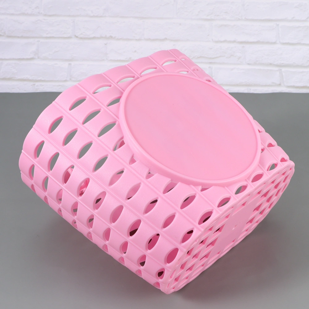 1pc Plastic Children Basket Detachable Thicken Bike Storage Basket for Kids Bike(Pink)