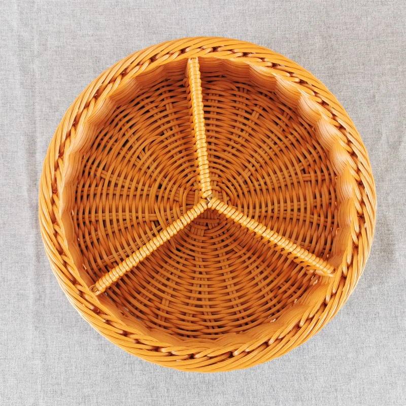 Multi-grid Woven Storage Basket Tabletop Snack Serving Basket Rustic Woven Basket for Catering