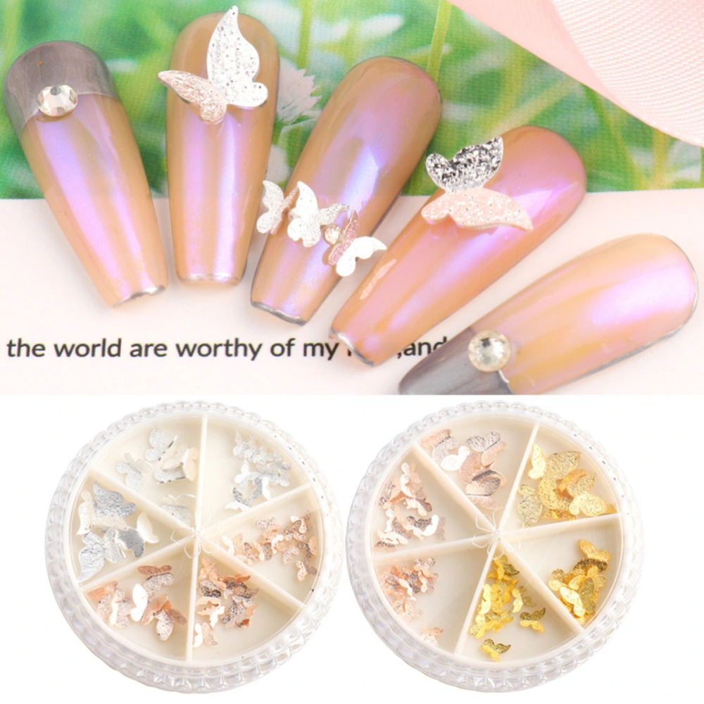 1 Set 3 Boxes Beautiful Nail Three-dimensional Shape Adornment Colorful Gold Plated Frosted Nail Molding Ornamen Alloy for Nail (Assorted Color)