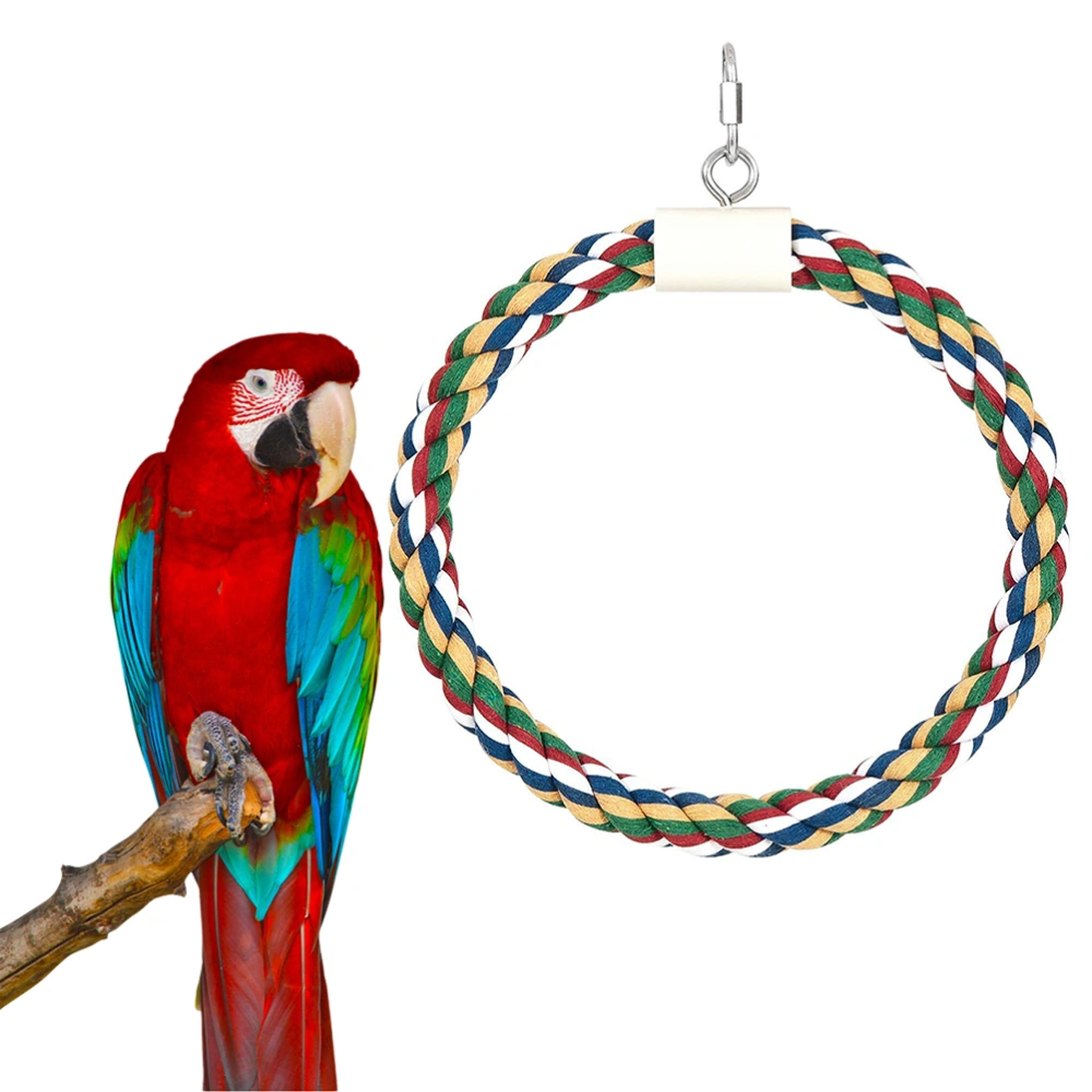 Creative Parrot Cotton Rope Toy Bird Cage Hanging Bite Toy Funny Playing Toy Cotton Rope Swing Parrot Supplies (20cm Diameter)