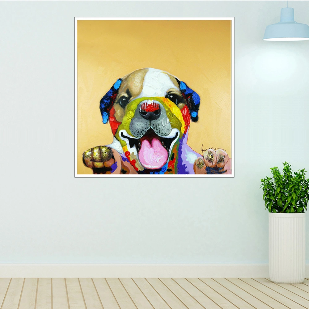 Modern Wall Decoration Lovely Dog Oil Painting Head Hanging Picture for Home Office