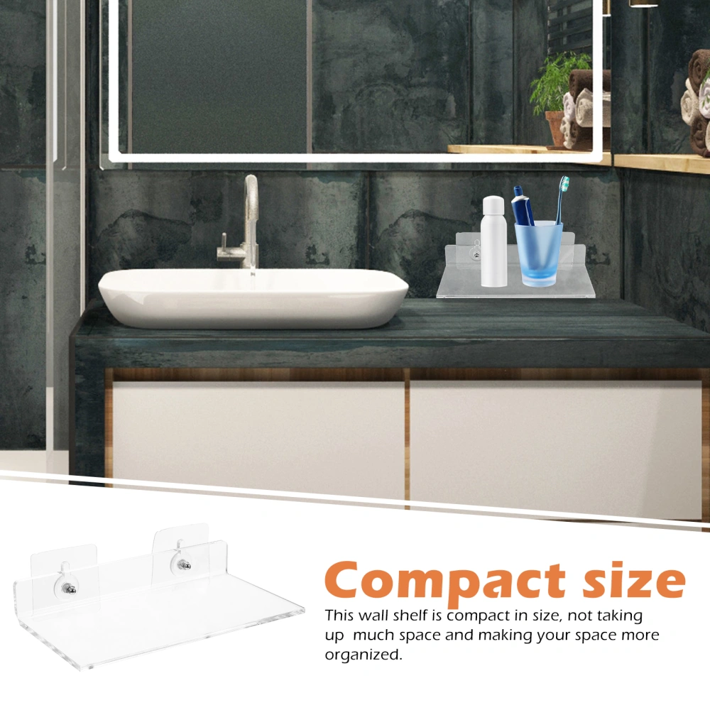 L Shape Clear Acrylic Wall Mounted Storage Shelf Bathroom Wall Shelf Punch Free Wall Storage Rack