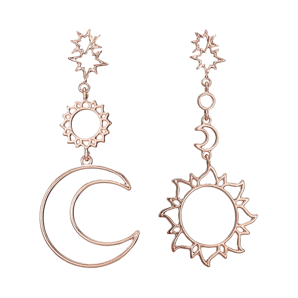 Hollow Sun Moon Star Earrings Asymmetric Simple Tassel Earrings Resin Dangle Charm Earrings for Women and Girls