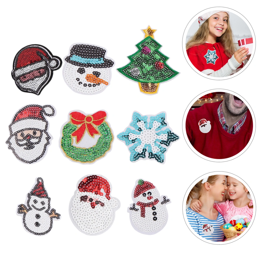 20Pcs Snowman Stickers Cartoon Embroidery Patches DIY Material (Mixed Style)