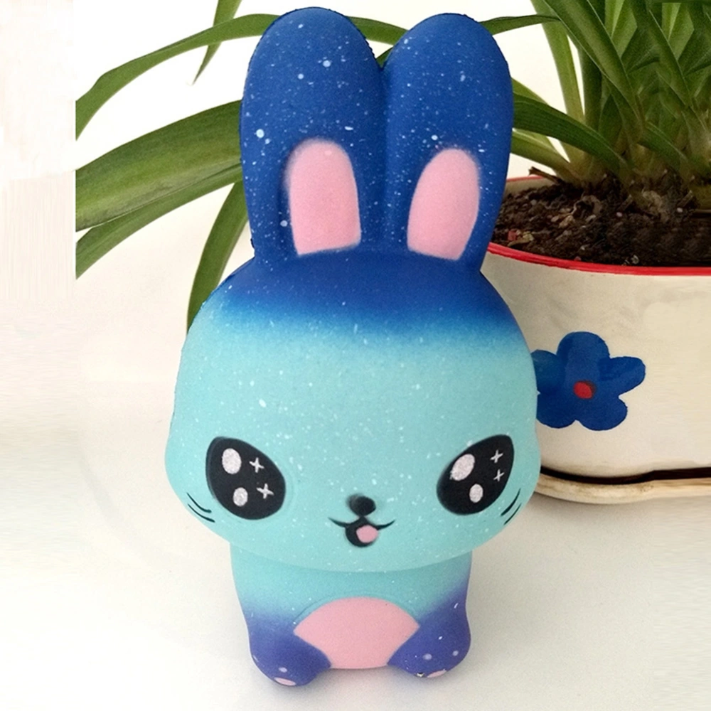 Simulation Rabbit Squeezing Toys PU Slow Rising Stress Relief Toy Star Sky Pattern Pendant Decompression Toys (Blue)