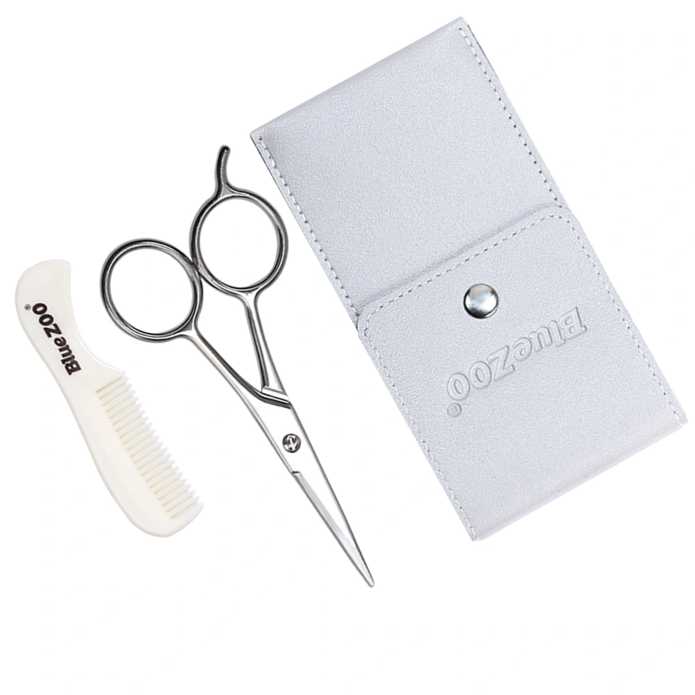 1 Set Trimming Tools Metal Vibrissa Scissor Plastic Mini Combs Nasal Hair Trimmer Eyebrow Scissor