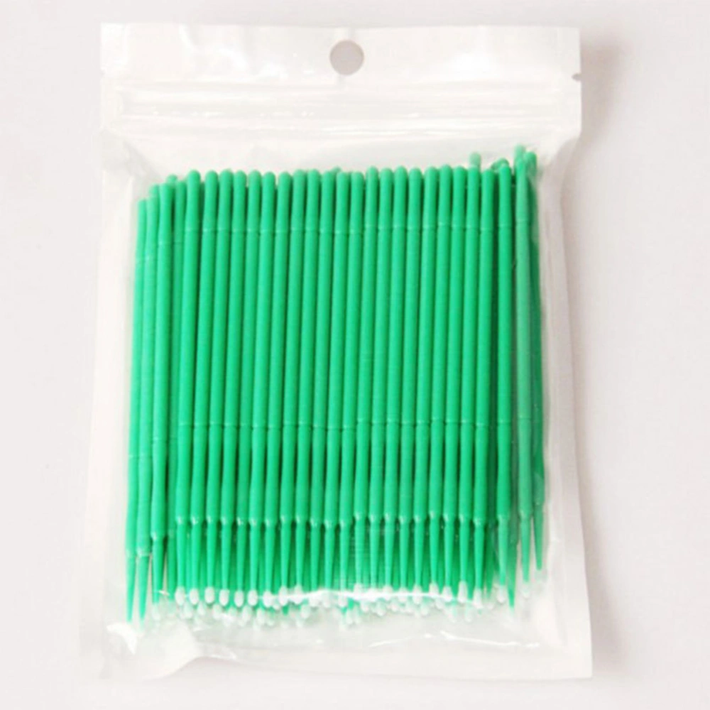 100pcs Disposable Micro Applicator Brushes Eyelash Extension Cotton Swab Eyelash Micro Brush Wands Makeup Tools Size L (Dark Green)