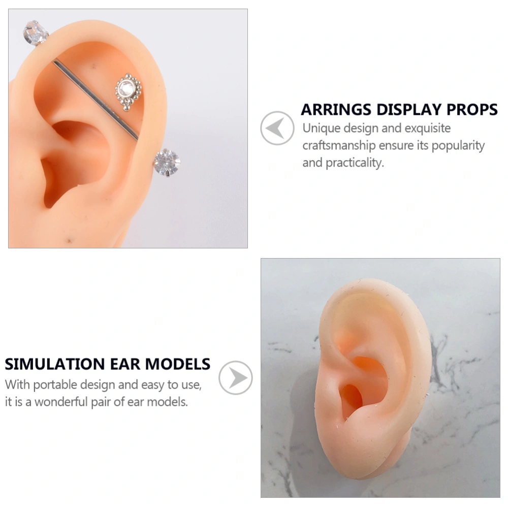 2pcs Silicone Ear Models Earrings Display Fake Ear Samples (Assorted Color)