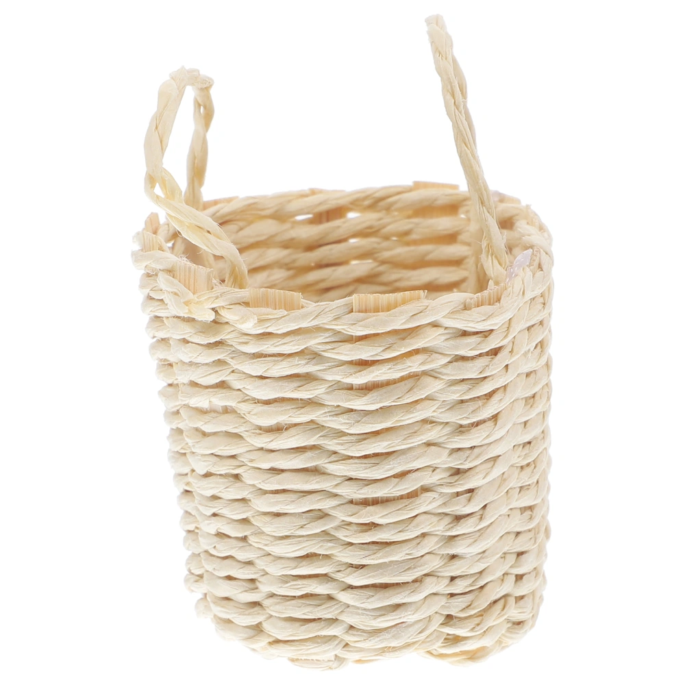 Mini Basket Model Doll House Rattan Basket Model Micro Landscape Basket