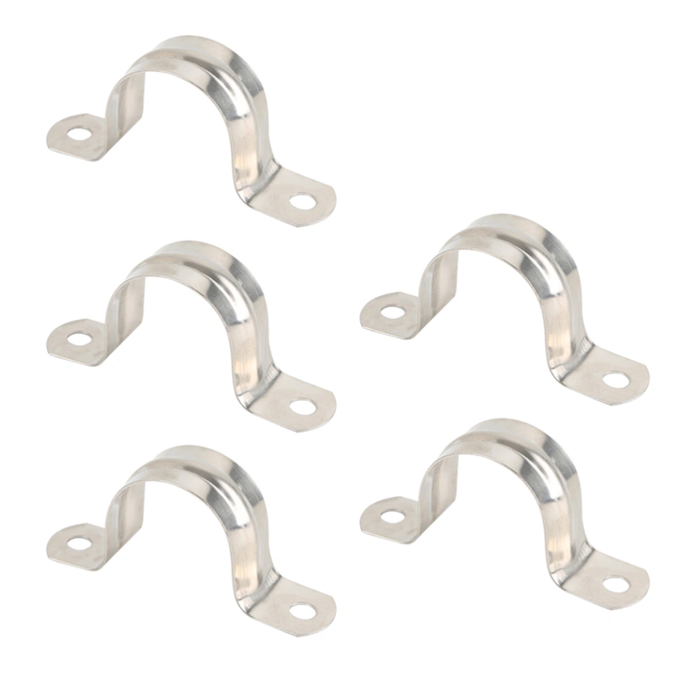 5pcs M100 304 Stainless Steel Pipe Clamp Fixed Pipe Support Riding Horse Clamp Clasp U Shape (Silver)