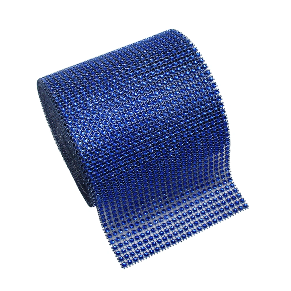 Sparkling Rhinestone Diamond Ribbon Mesh Roll for Wedding Cakes Birthday Party Decor Baby Shower Events and Arts and Crafts Projects 1 Yard x 4.7" (Blue)