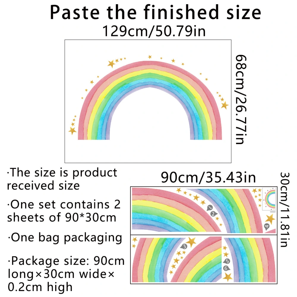 1 Set Rainbow Wall Sticker Easy Peel and Stick Wall Nursery Decal Bedroom Wall Decoration