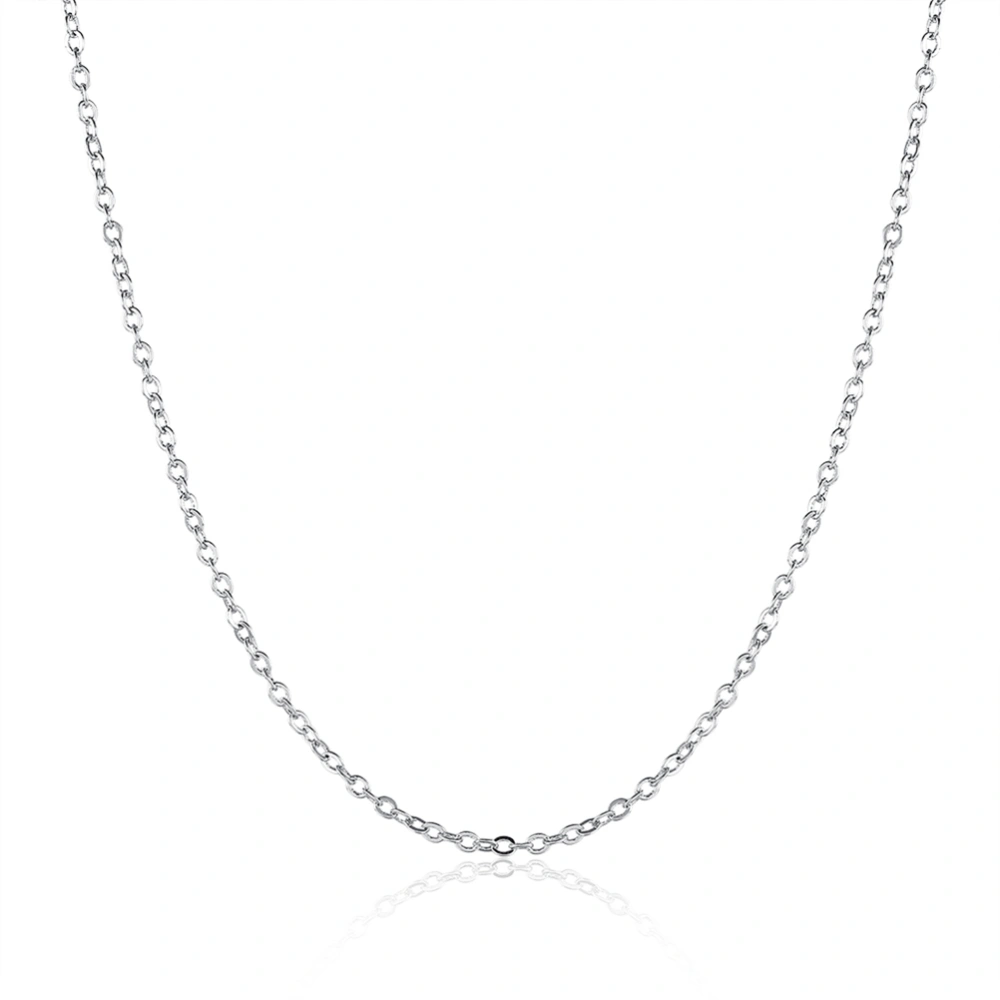 18K White Gold Round Cable Chain Diamond Pendant Necklace