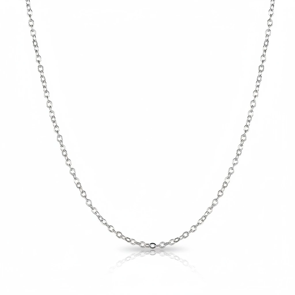 18K White Gold Round Cable Chain Diamond Pendant Necklace