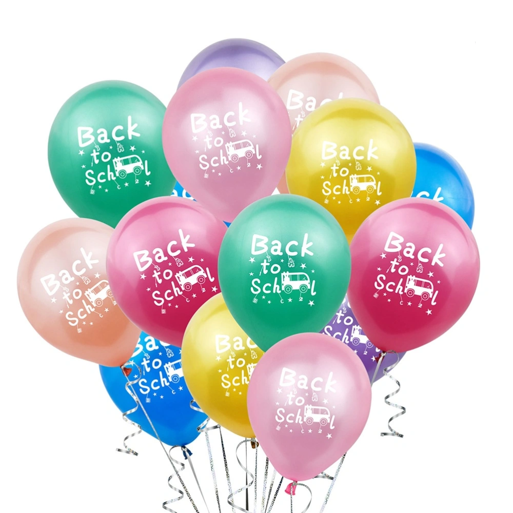 10pcs Back to School Latex Balloon Printing Decor Balloon for Party Student Gathering (Mixed Colour)