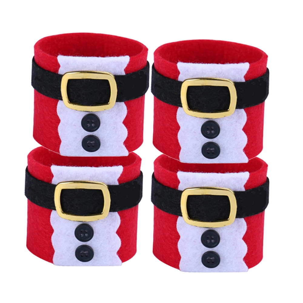 4Pcs Santa Claus Suit Napkin Rings Creative Napkin Holders Decorative Serviette Buckles Red