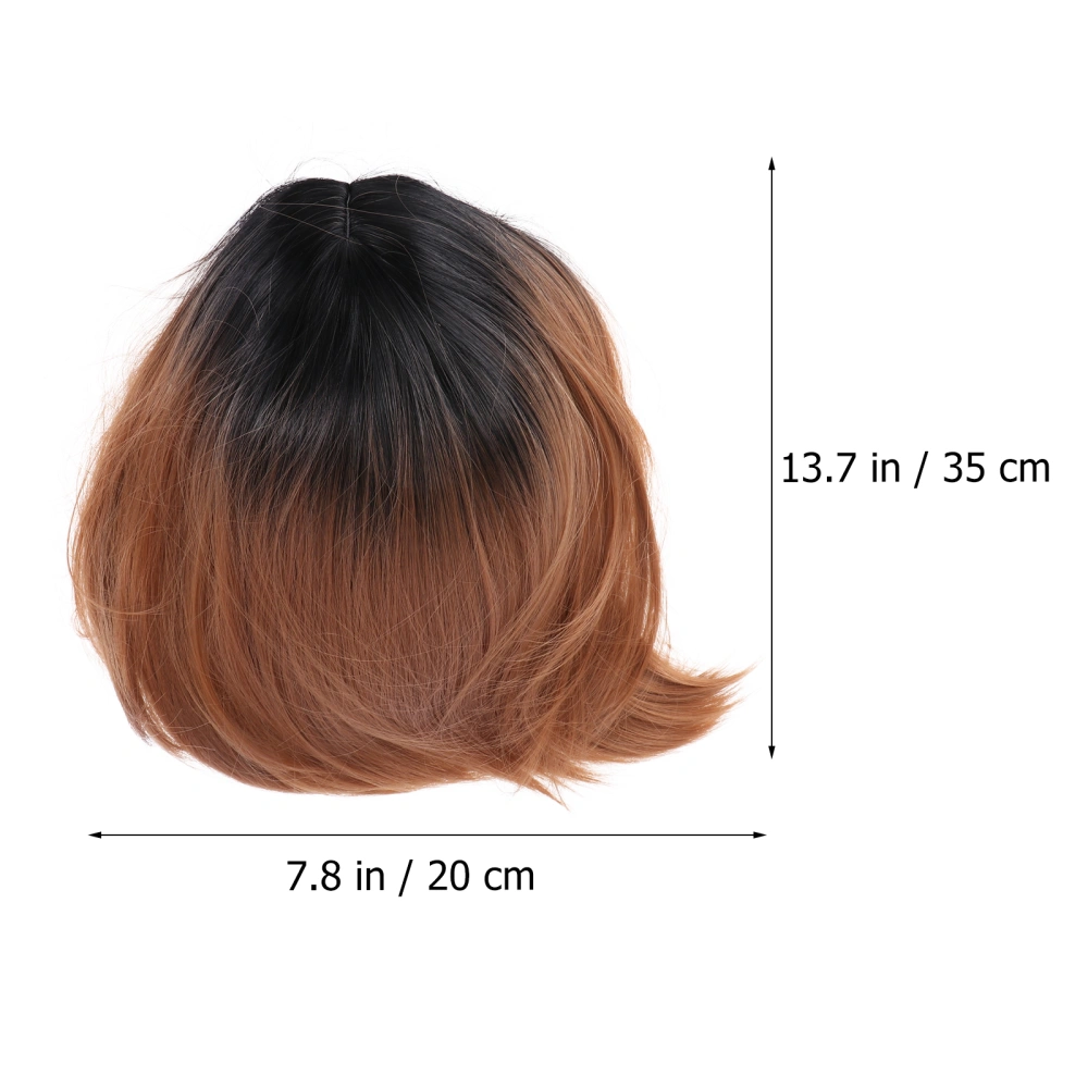 Womens Bob Wig Gradient Color Cosplay Synthetic Hair Wig Short Straight Wigs (Black and Wine Red)