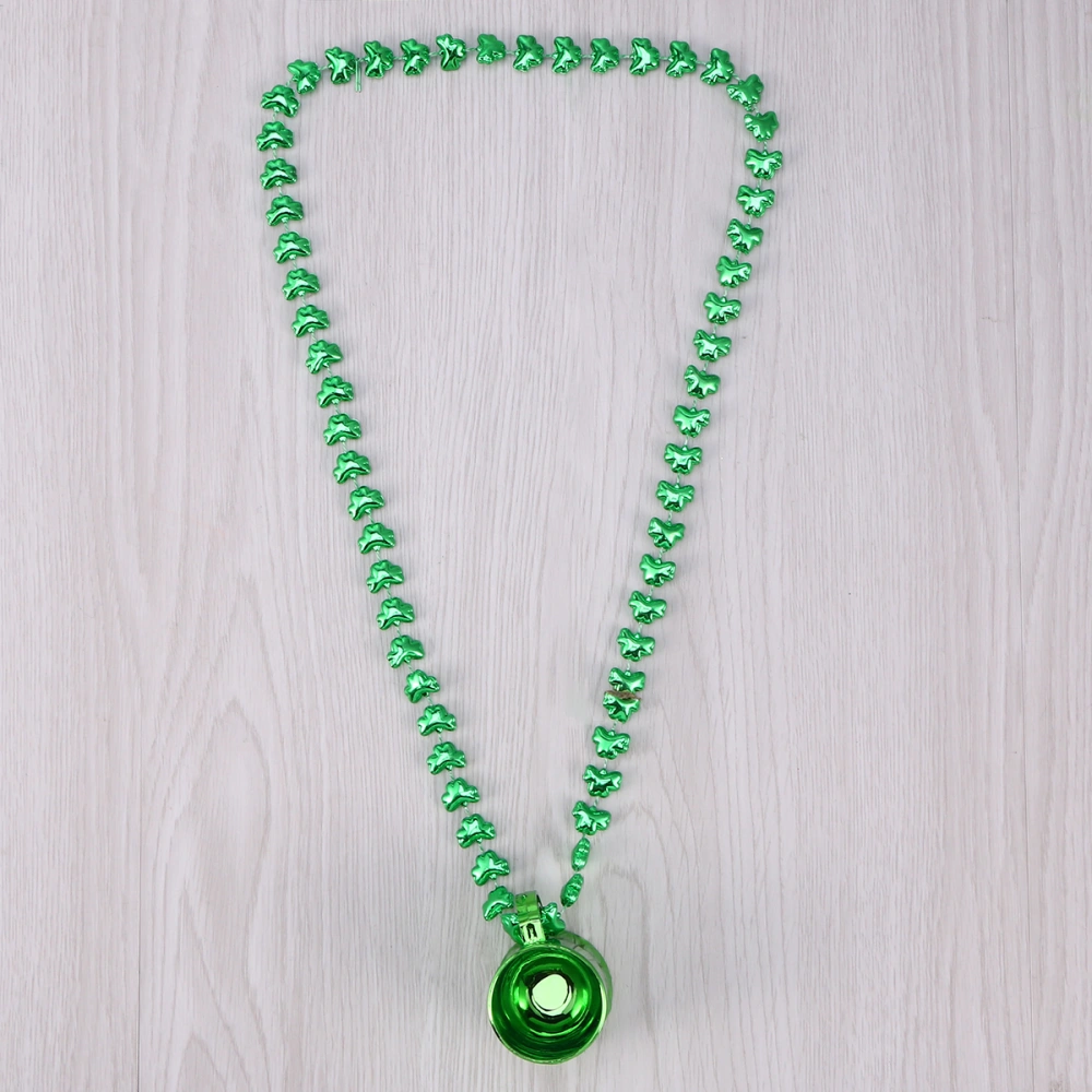 4pcs Saint Patrick's Day Cup Necklace Creative Beuatiful Clover Pendant for Party Girl Festival (Green)