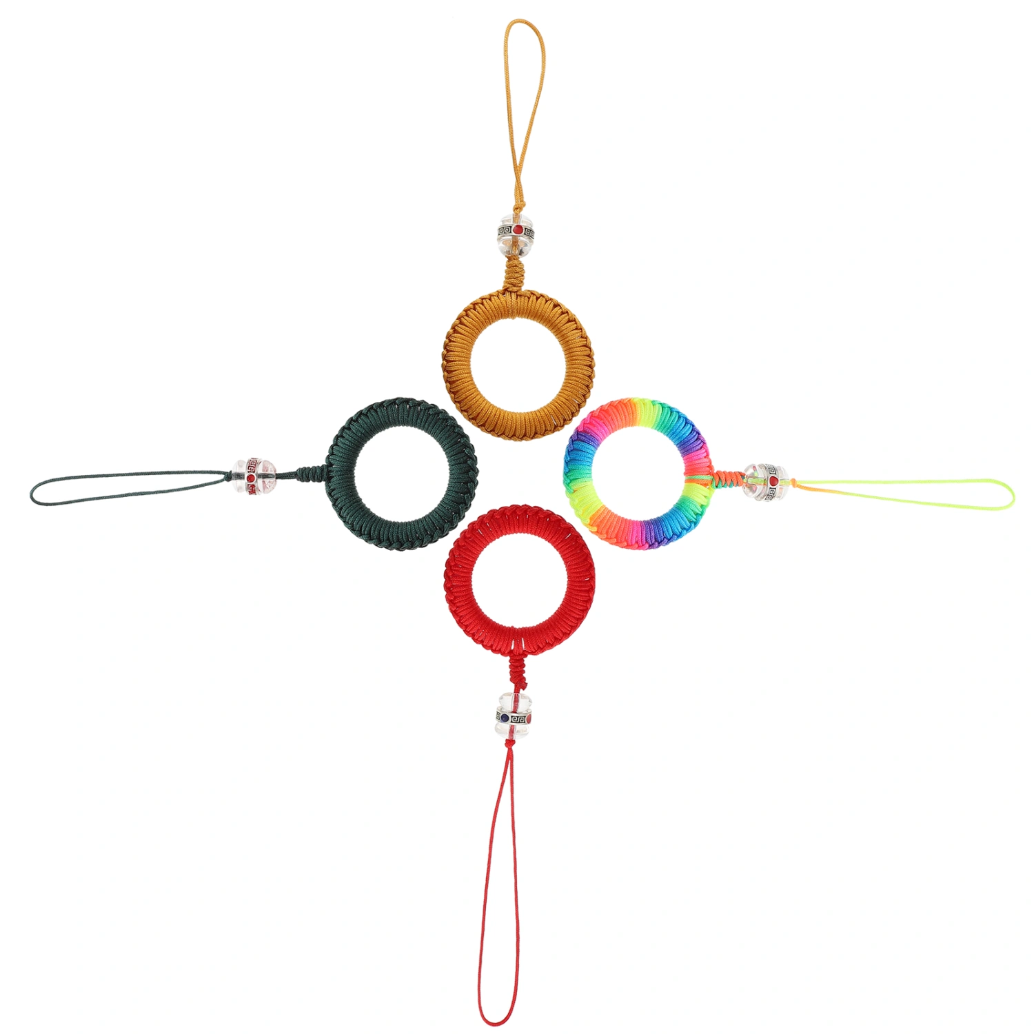 4Pcs Hand-woven Nylon Phone Hanging Ropes Non-skid Finger Ring Phone Lanyards