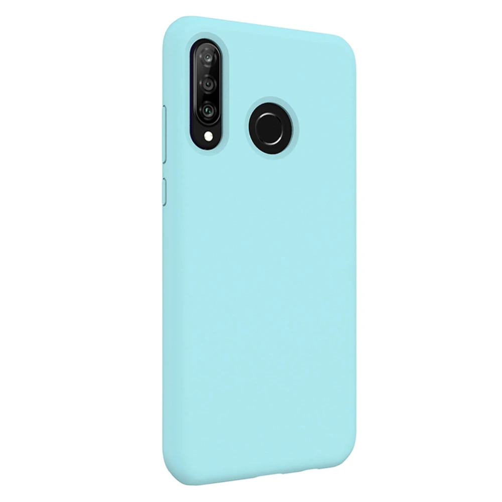 Protective Phone Case Solid Silicone Scrub Feeling Lining Scratch-resistant Anti-fingerprint Oil Proof Full Covered Phone Cover for Huawei P30 Lite(Sky Blue)