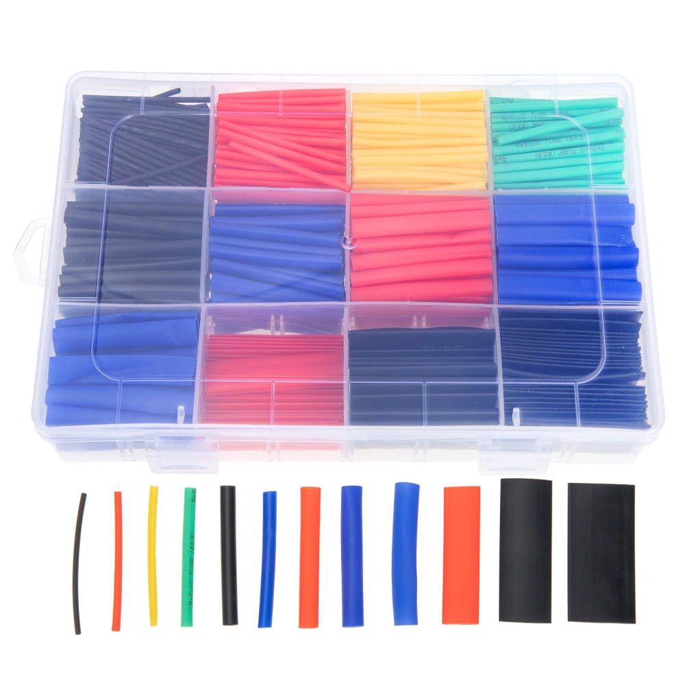 800pcs Wire Shrink Wrap Tubing Insulation Cable Heat Shrink Tubing with Box