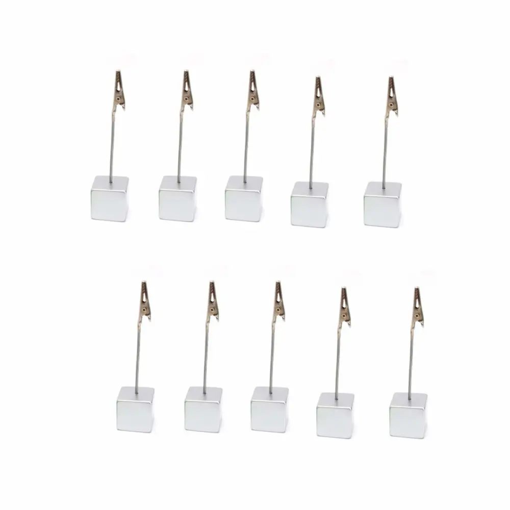 10pcs Cube Stand Resin Wire Desk Note Picture Memo Photo Clip Holder Table Decoration Clip For Hotel(Silver)