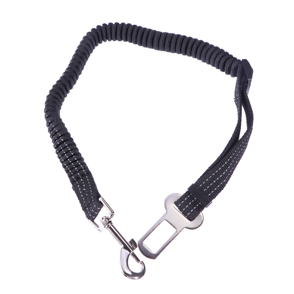 Adjustable Pet Car Seat Belt Dog Harness Car Vehicle Reflective Seatbelt Polyester Material (Black)