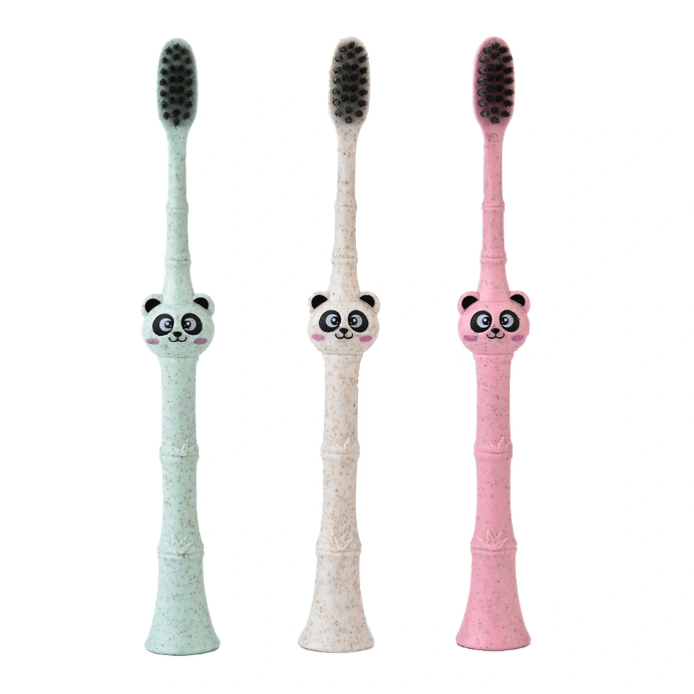 3pcs Children's Cartoon Toothbrush Eco-friendly Wheat Fiber Toothbrush With Joints(Random Color)