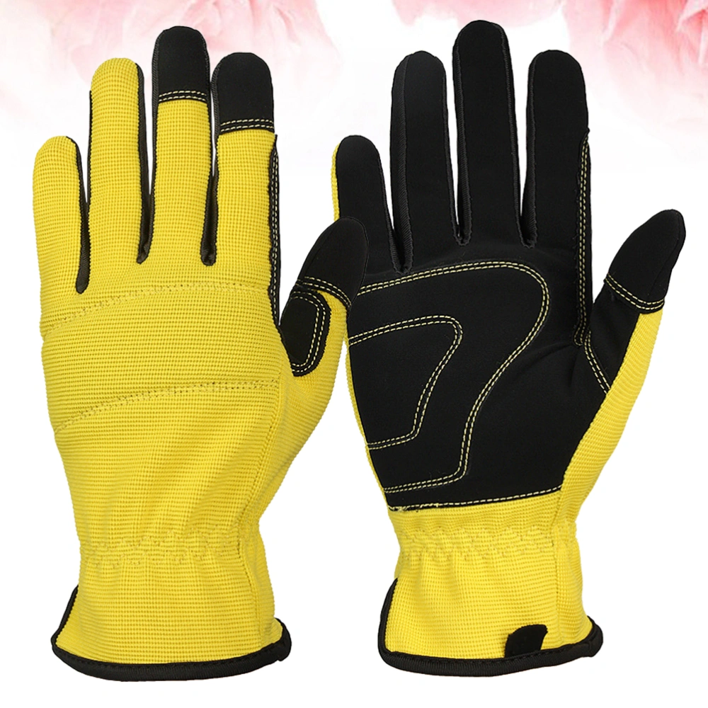 1 Pair Gardening Gloves Wear-resisting Breathable Protective Gloves Working Gloves - Size L (Yellow)