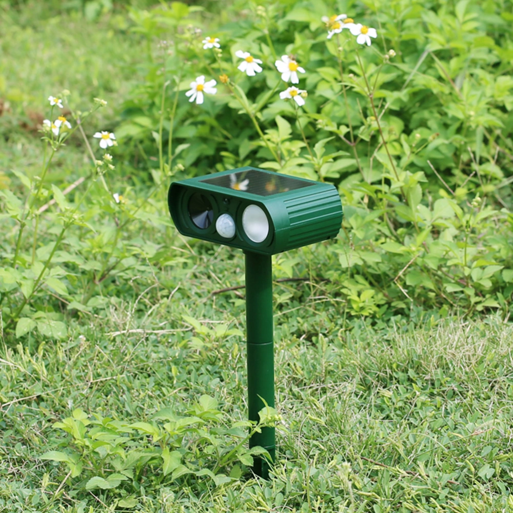 Solar Powered Animal Drive Repeller Scare Dogs Cats Alarm Animal Deterrent Alarm Waterproof Bird Eviction Outdoor Ultrasonic 510B (Dark Green)