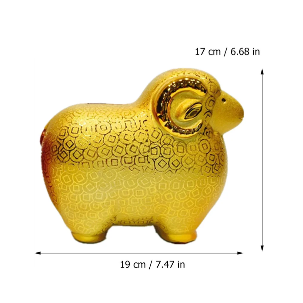 Ceramic Sheep Piggy Bank Golden Sheep Ornament Children Piggy Bank Birthday Gift