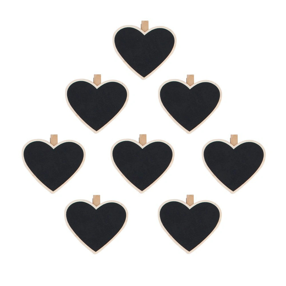 10pcs Mini Heart Shaped Wooden Message Blackboards with Photo /Note/Paper Clips Pegs