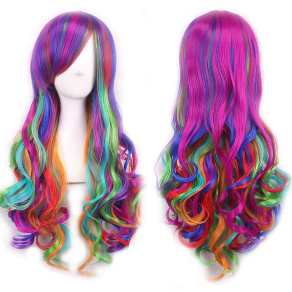 1Pc Funny Colorful Wig COS Hair Wig Halloween Long Big Waves Wig Party Prop