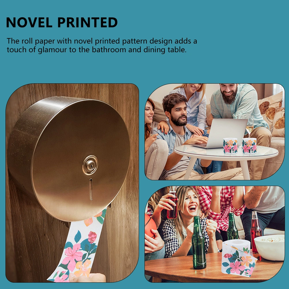 2 Rolls of Colorful Printed Roll Paper Toilet Paper Exquisite Handkerchief Paper