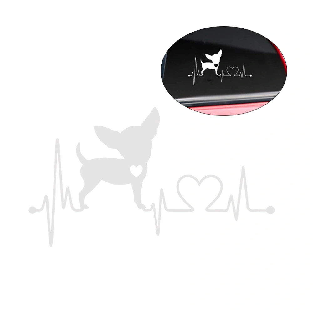 Waterproof Heartbeat Lifeline Monitor Chihuahua Dog Decal Vinyl Car Decorative Sticker (White)