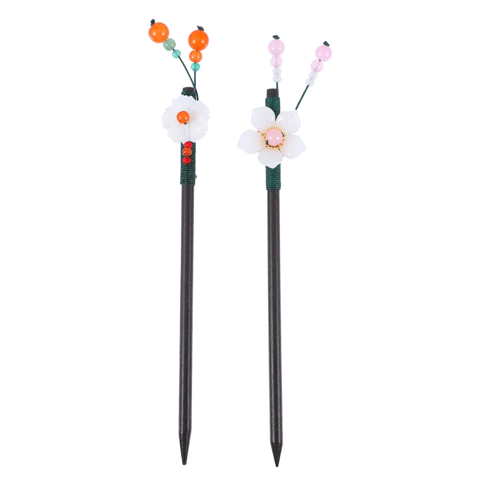  2pcs Wood Hair Stick Exquisite Chinese Style Headdress Hair Fork Hair Accessory