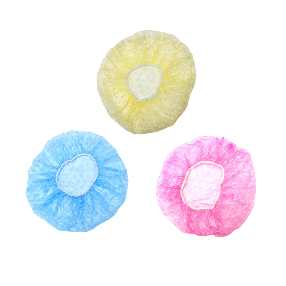 100Pcs Disposable Wave Point Shower Caps Elastic Bath Caps Hair Loop for Hair Drying Spa Travel Use Hair Salon Home Using (Mixed Color)