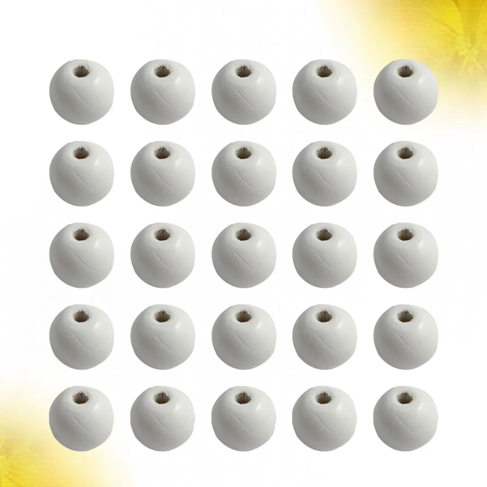 100 Pcs 18MM Diameter Eco-friendly Wooden Beads Round Beads DIY Craft Beads Creative DIY Jewelry Accessories for Home Art Craft (White, 5MM Hole)