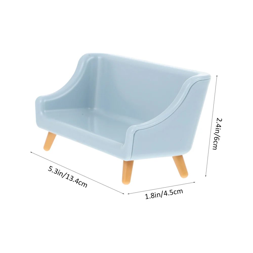 Lifelike Mini Sofa Ornament Sky-blue Miniature Sofa Photo Prop Mini Simulation Toy