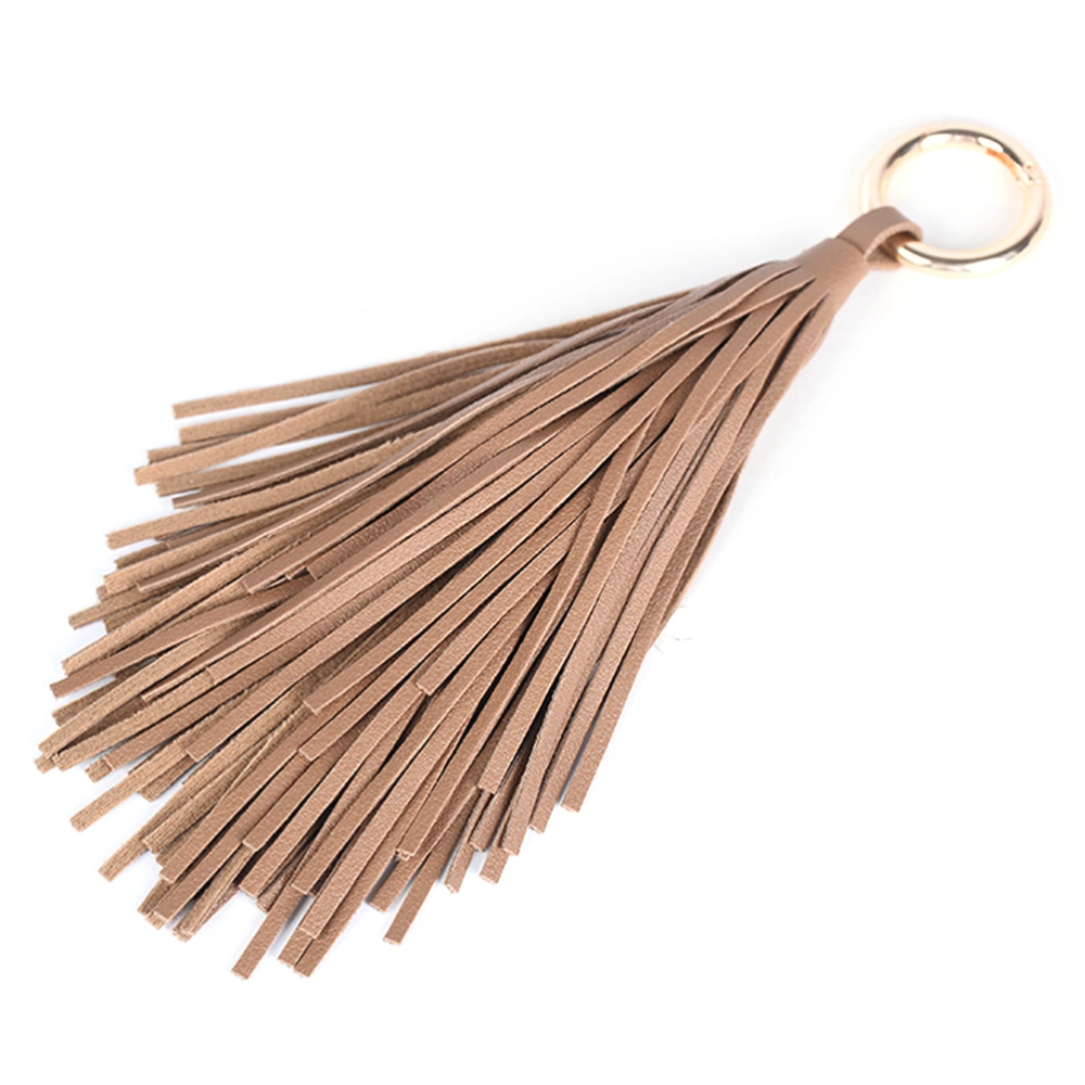 Fashion Car Pendant Keychain Women Handbag Key Chain Ring Holder Charm PU Leather Tassels Bag Accessories (Coffee)