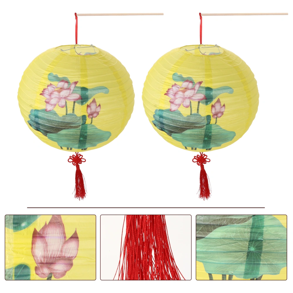 2pcs Chinese Style Paper Lantern Pendants Paper Lanterns Ornaments (Yellow)